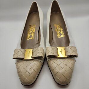 Salvatore Ferragamo Quilted Vara Low Heel Pumps